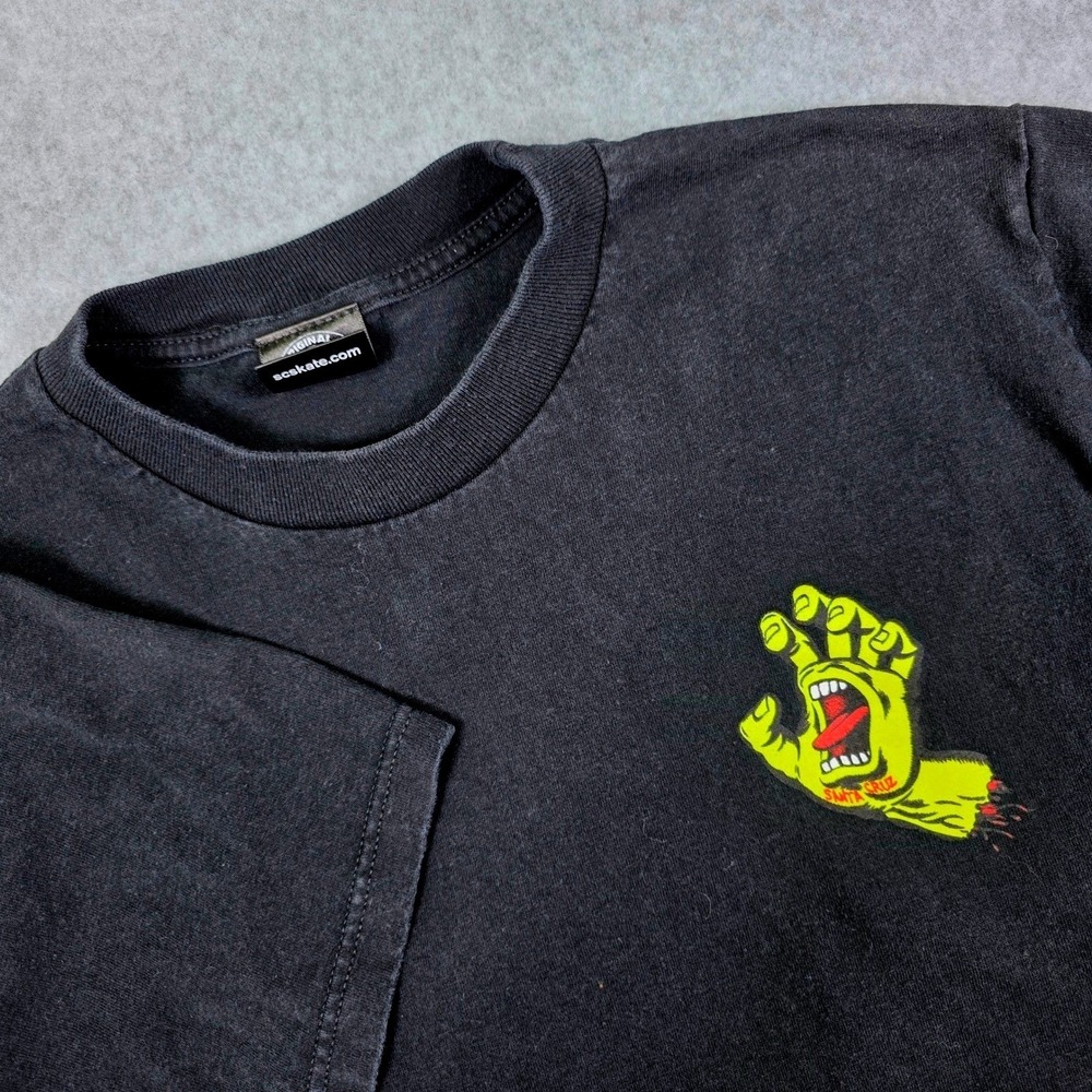 Santa Cruz Kids Screaming Hand Graphic T-Shirt Black Yellow Short Sleeve Tee